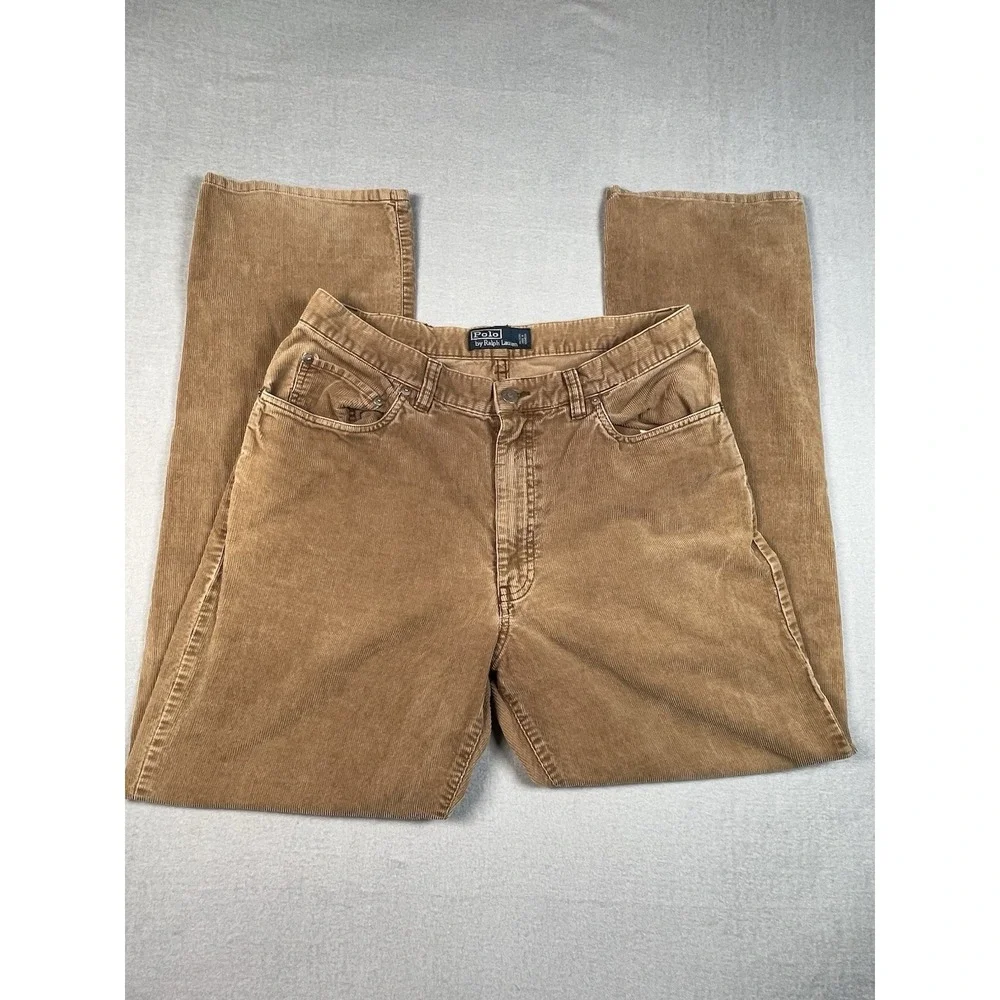 Vtg Polo Ralph Lauren Corduroy Pant Men 33 (30x31) Beige Classic Fit Dungarees